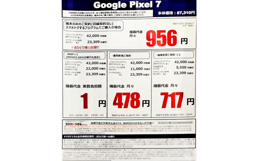 Google Pixel 7 1円